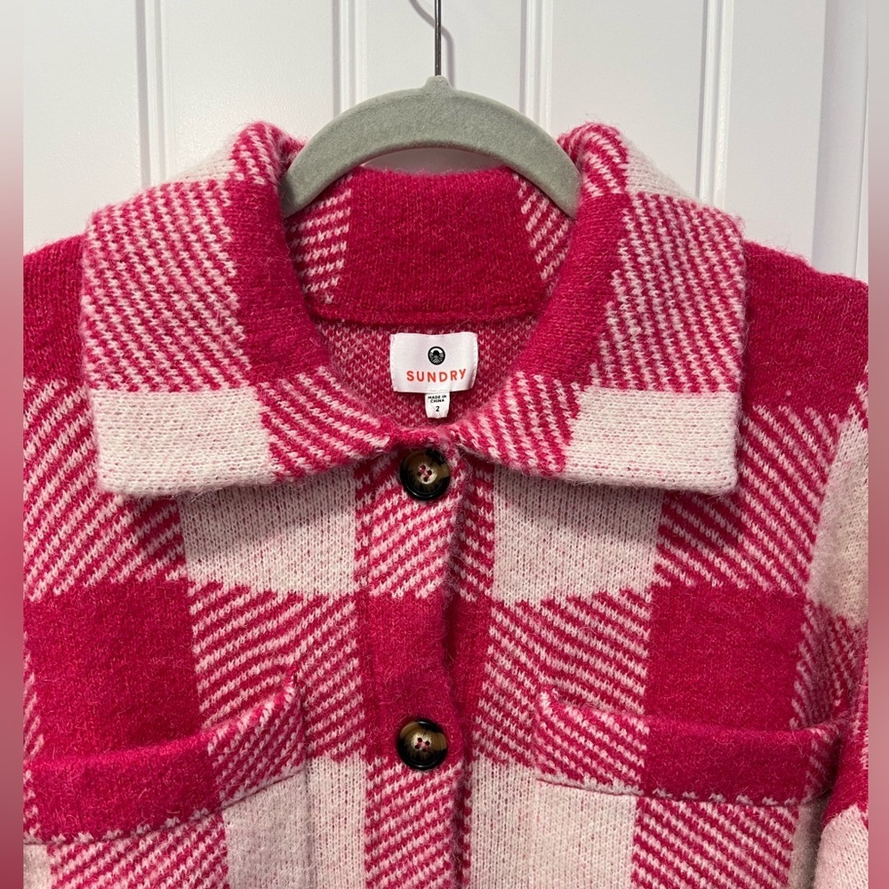 Sundry Anthropology | Oversized Pink Flannel Jacket | Size: Medium/Large - Picture 8 of 13